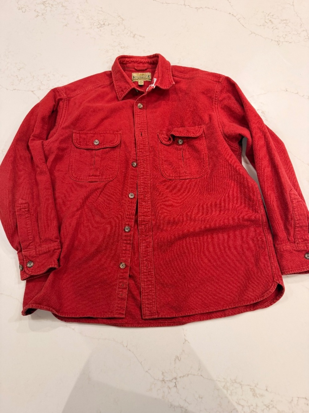 Cabela’s Deerskin Soft Chamois Heavy Weight Shirt Men’s L Long Red Button Front